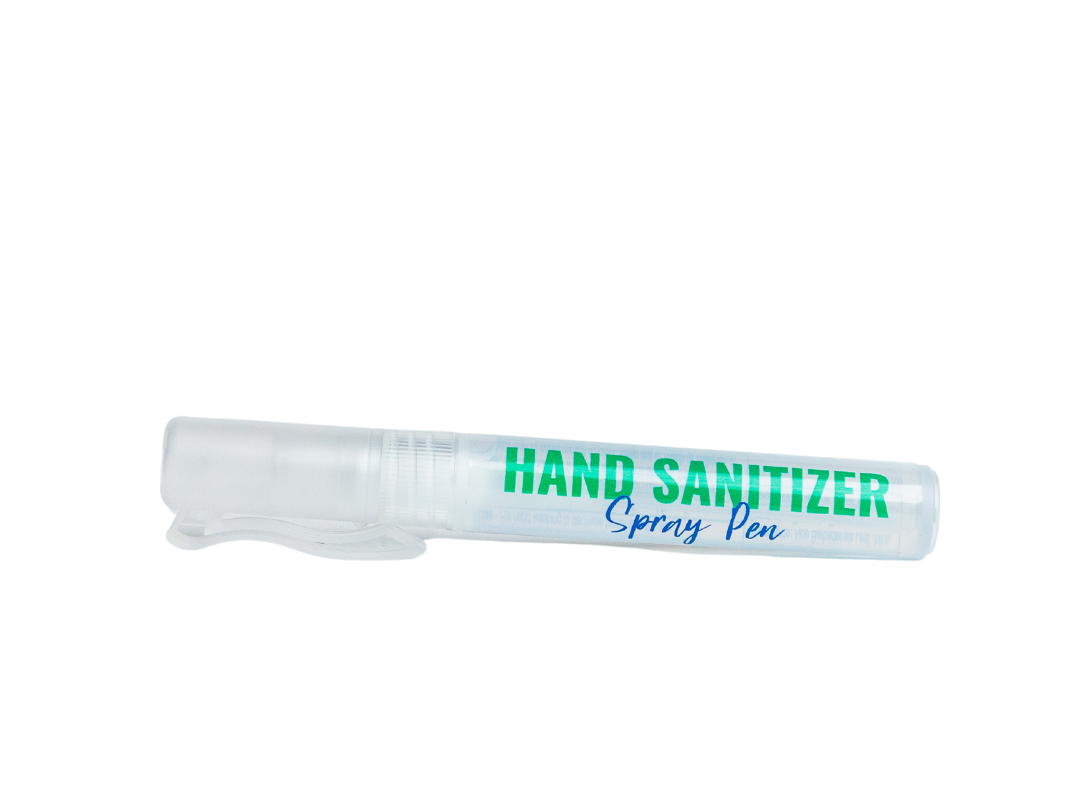 hand sanitizer spray pen laying down no background