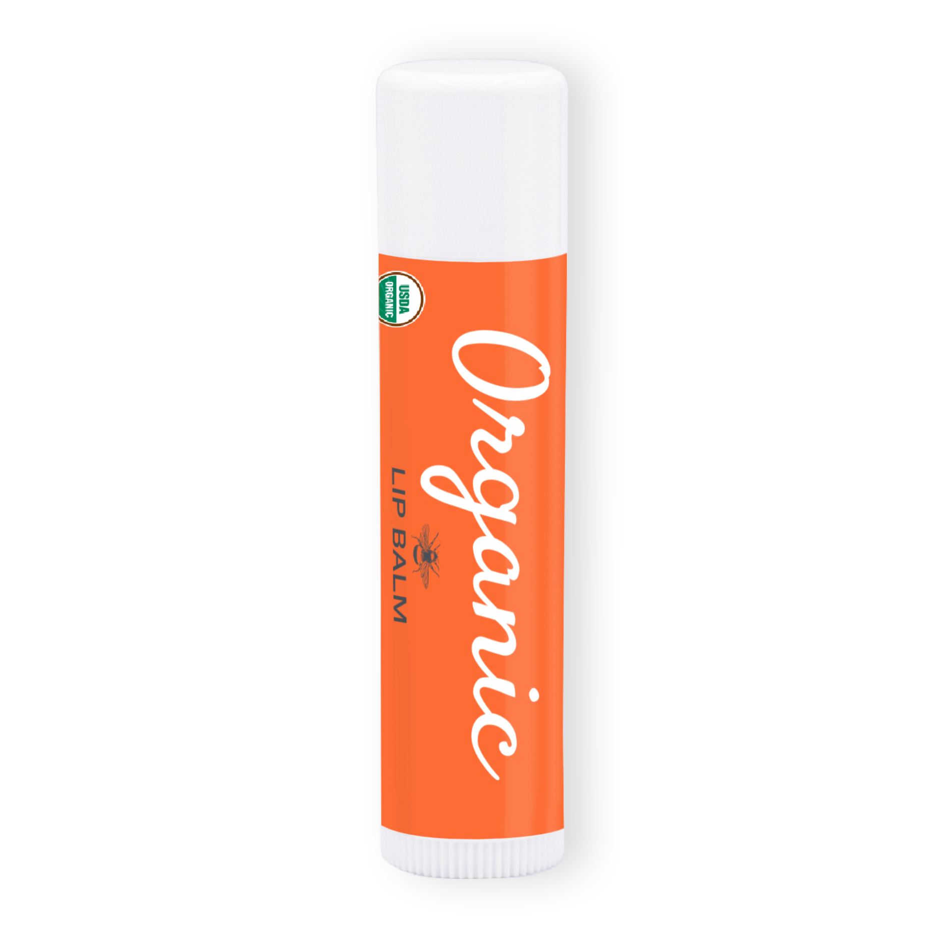 Organic Lip Balm with Seal - White Tube Orange Label